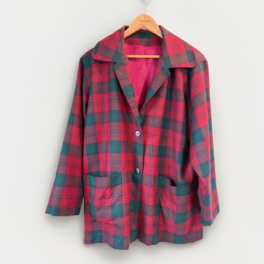 Vintage Lindsay Tartan Wool Women’s Jacket Custom Tailored Scotland 2001 Plaid
